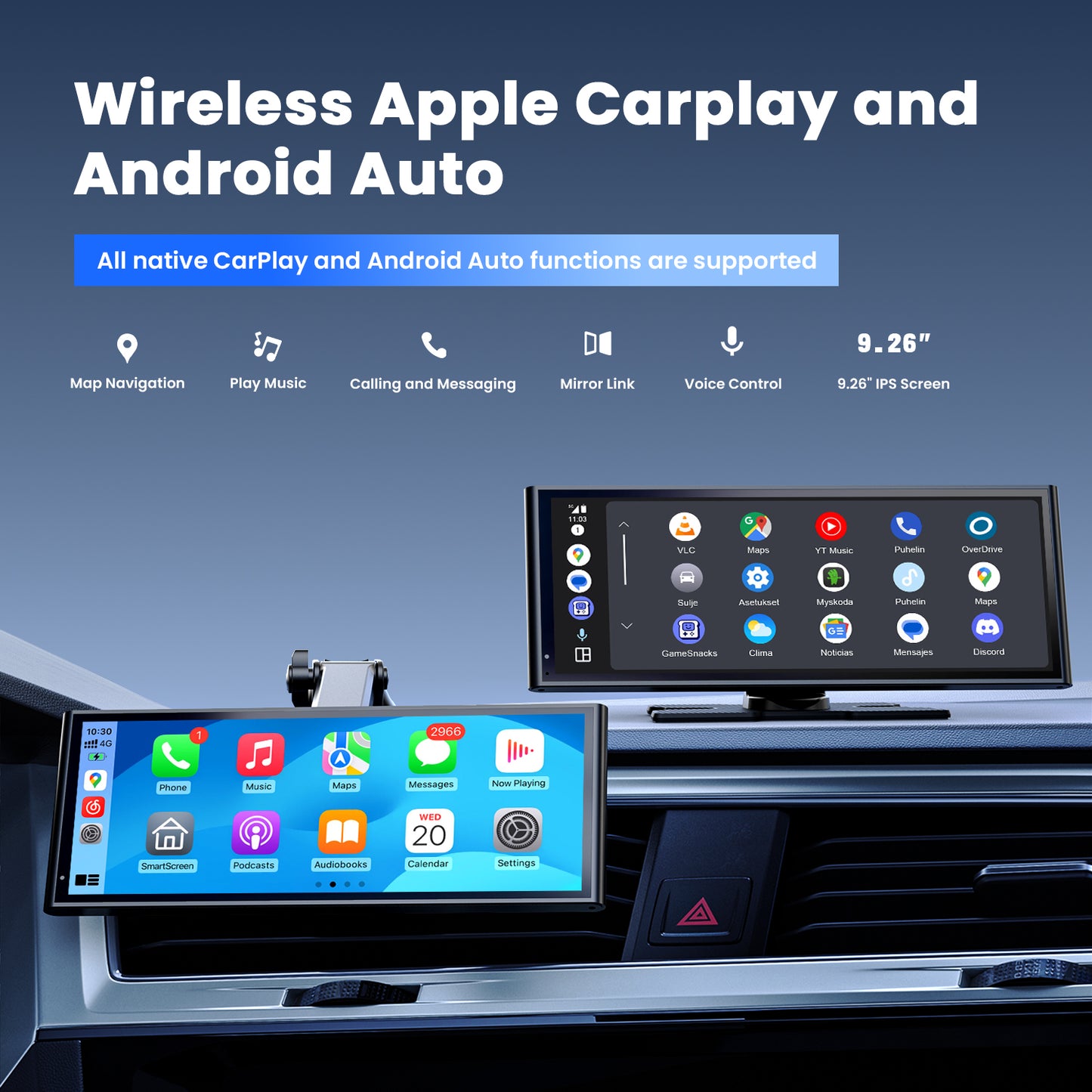 Krunia RC06 9.26 Inch Carplay/Android Auto Screen for Car