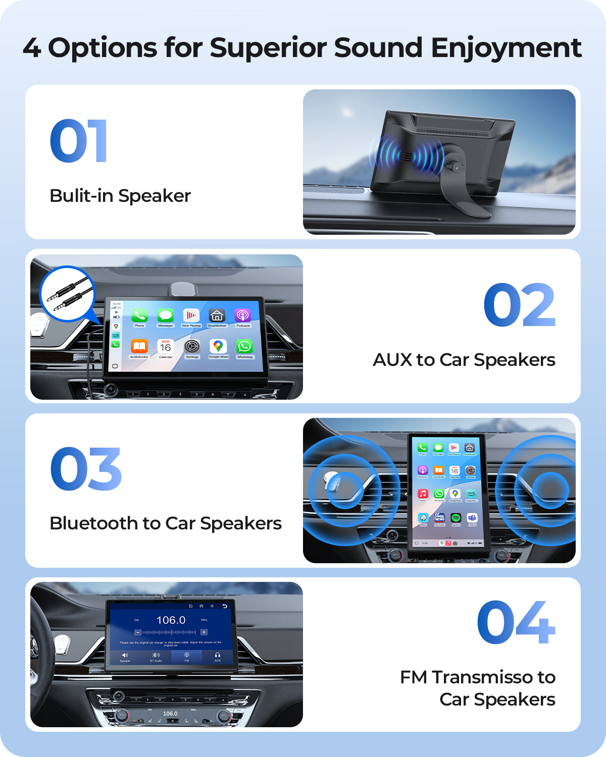 Krunia RC07 9 Inch Carplay/Android Auto Screen for Car