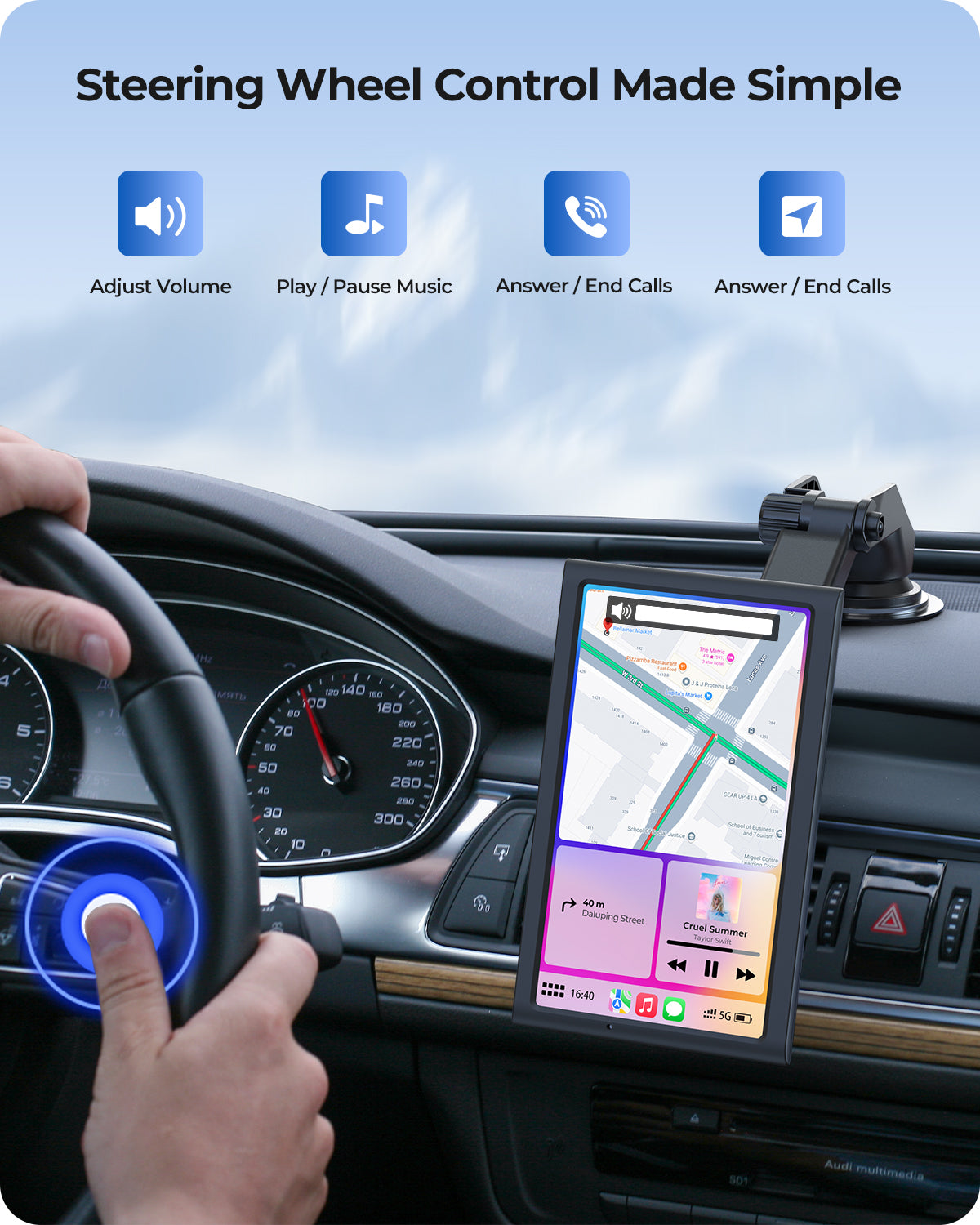 Krunia T95 7 Inch Carplay/Android Auto Screen for Car