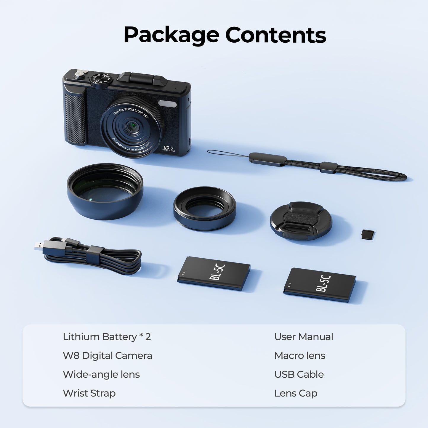 Krunia W8 Digital Camer 5K 80MP with Wi-Fi