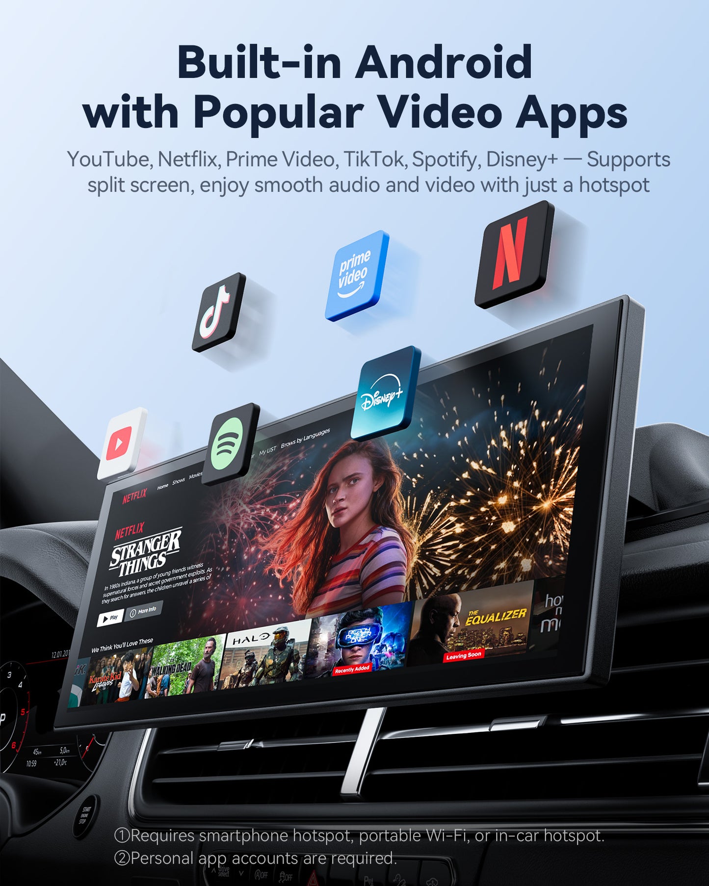 Krunia RC09 10.25 Inch Carplay/Android Auto Screen for Car with Netflix and Youtube