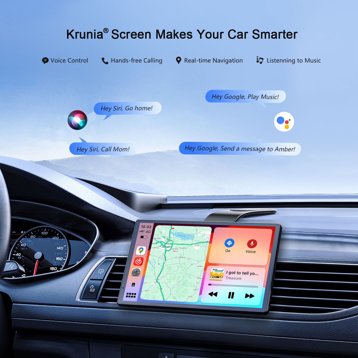 Krunia RC04 8 Inch Carplay/Android Auto Screen for Car