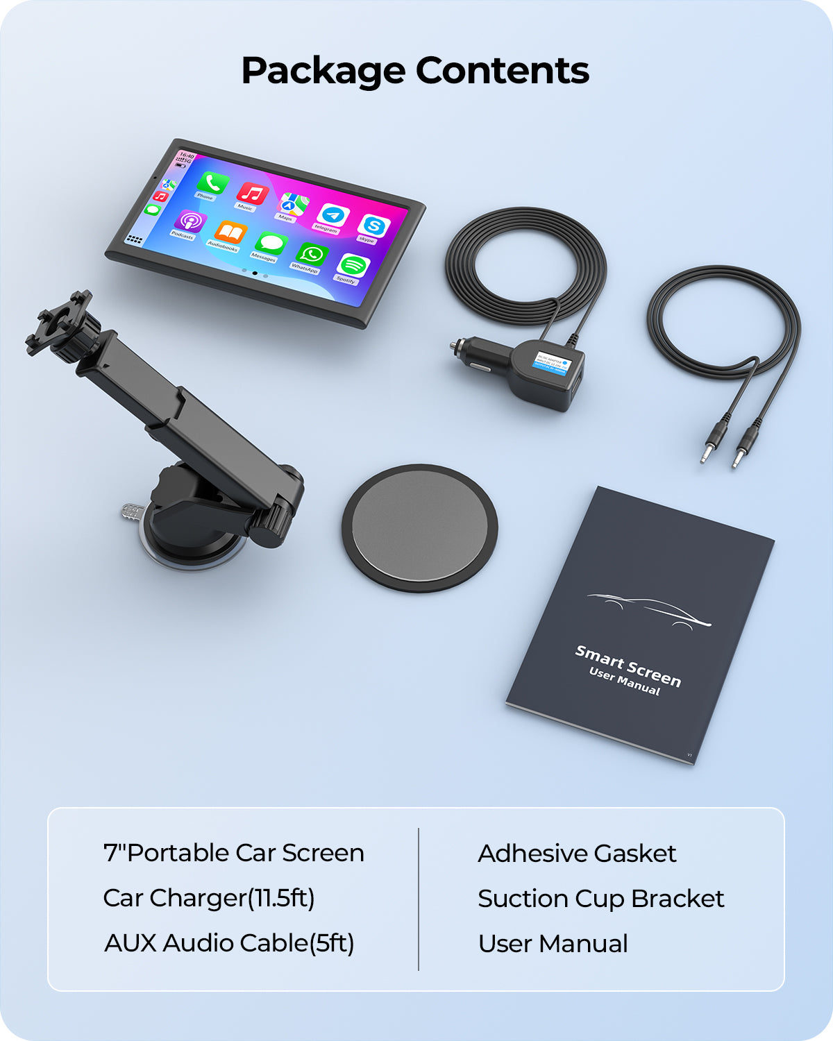 Krunia T95 7 Inch Carplay/Android Auto Screen for Car
