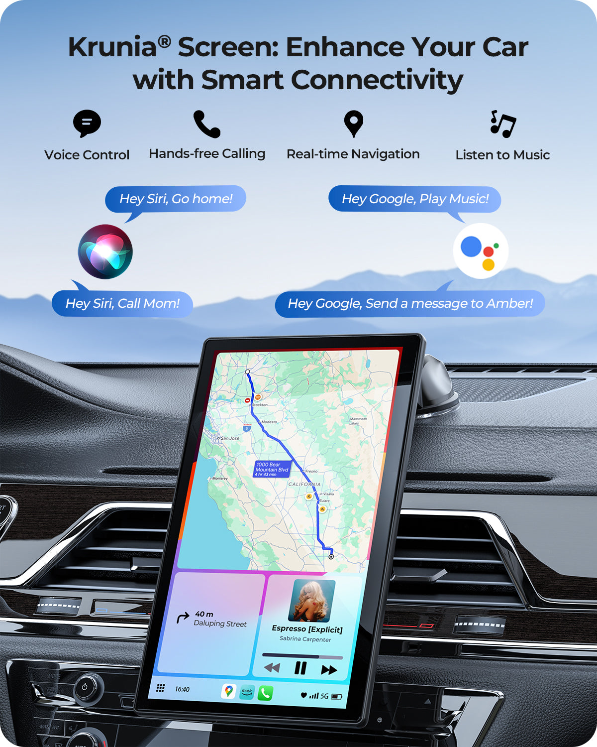 Krunia RC07 9 Inch Carplay/Android Auto Screen for Car